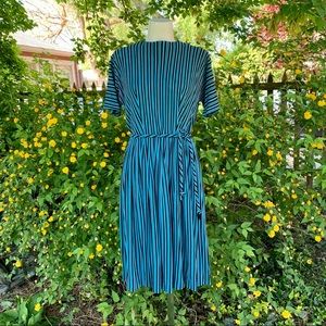 Vintage 70’s Teal & Black Striped Day Night Dress